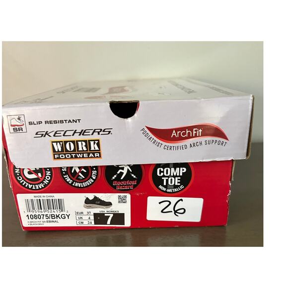 New Skechers Work Arch Fit Ebinal SR Black Sneaker Women’s Size 7 Composite Toe - Picture 8 of 9